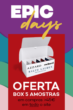 Imagem promocional EPIC Days com oferta de Box de 5 amostras em compras acima de 45€ em todo o site